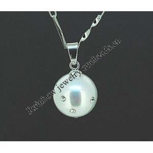 Sterling Silver Pendant/Charm with Pearl, 18x10mm, Sold by PC