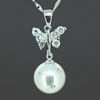 Sterling Silver Pendant/Charm with Pearl, 28x10mm, Sold by PC
