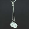 Sterling Silver Pendant/Charm with Pearl, 54x10mm, Sold by PC