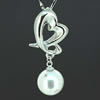 Sterling Silver Pendant/Charm with Pearl, 35x13mm, Sold by PC