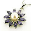 Sterling Silver Pendant/Charm with Pearl, 28x20mm, Sold by PC