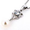 Sterling Silver Pendant/Charm with Pearl, 26x9mm, Sold by PC