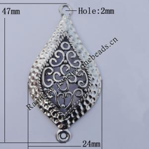 Connector Zinc Alloy Jewelry Findings Lead-free, 47x24mm Hole:2mm, Sold by Bag