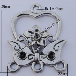 Connector Zinc Alloy Jewelry Findings Lead-free, 29x23mm Hole:2mm, Sold by Bag