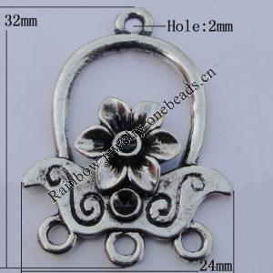 Connector Zinc Alloy Jewelry Findings Lead-free, 32x24mm Hole:2mm, Sold by Bag