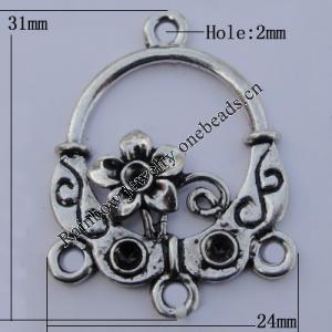 Connector Zinc Alloy Jewelry Findings Lead-free, 31x24mm Hole:2mm, Sold by Bag