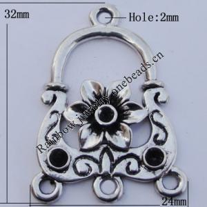 Connector Zinc Alloy Jewelry Findings Lead-free, 32x24mm Hole:2mm, Sold by Bag