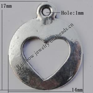 Pendant Zinc Alloy Jewelry Findings Lead-free, 17x14mm Hole:1mm, Sold by Bag