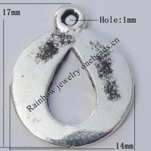 Pendant Zinc Alloy Jewelry Findings Lead-free, 17x14mm Hole:1mm, Sold by Bag