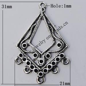 Connector Zinc Alloy Jewelry Findings Lead-free, 31x21mm Hole:1mm, Sold by Bag