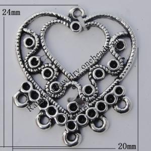 Connector Zinc Alloy Jewelry Findings Lead-free, 24x20mm Hole:1mm, Sold by Bag