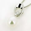 Sterling Silver Pendant/Charm with Pearl, 19x7mm, Sold by PC