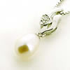 Sterling Silver Pendant/Charm with Pearl, 20x5.5mm, Sold by PC