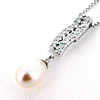 Sterling Silver Pendant/Charm with Pearl, 25x6mm, Sold by PC