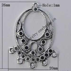 Connector Zinc Alloy Jewelry Findings Lead-free, 26x20mm Hole:1mm, Sold by Bag