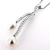 Sterling Silver Pendant/Charm with Pearl, 39x8mm, Sold by PC