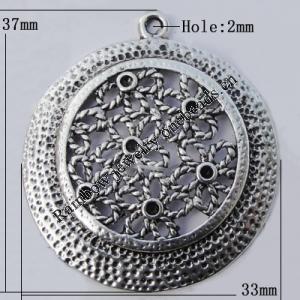 Pendant Zinc Alloy Jewelry Findings Lead-free, 37x33mm Hole:2mm, Sold by Bag