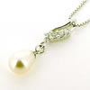 Sterling Silver Pendant/Charm with Pearl, 26x6mm, Sold by PC