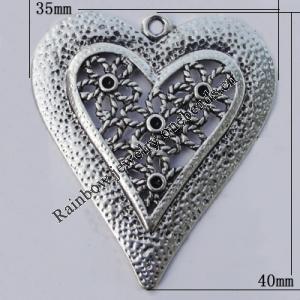 Pendant Zinc Alloy Jewelry Findings Lead-free, 40x35mm Hole:2mm, Sold by Bag