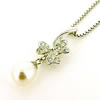 Sterling Silver Pendant/Charm with Pearl, 24x9mm, Sold by PC