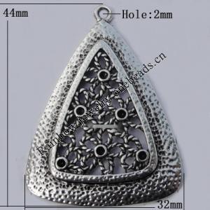 Pendant Zinc Alloy Jewelry Findings Lead-free, 44x32mm Hole:2mm, Sold by Bag