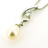 Sterling Silver Pendant/Charm with Pearl, 24x6.5mm, Sold by PC