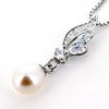 Sterling Silver Pendant/Charm with Pearl, 24x6mm, Sold by PC