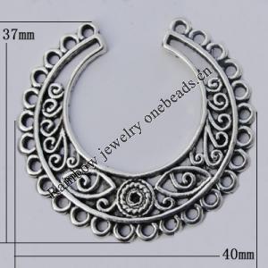 Connector Zinc Alloy Jewelry Findings Lead-free, 37x40mm Hole:2mm, Sold by Bag