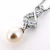 Sterling Silver Pendant/Charm with Pearl, 22x6.5mm, Sold by PC