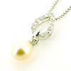 Sterling Silver Pendant/Charm with Pearl, 21x6.5mm, Sold by PC