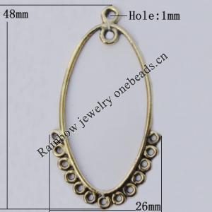 Connector Zinc Alloy Jewelry Findings Lead-free, 48x26mm Hole:1mm, Sold by Bag