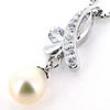 Sterling Silver Pendant/Charm with Pearl, 24x9mm, Sold by PC