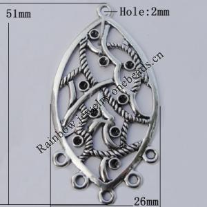 Connector Zinc Alloy Jewelry Findings Lead-free, 51x26mm Hole:2mm, Sold by Bag