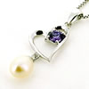 Sterling Silver Pendant/Charm with Pearl, 30x11.5mm, Sold by PC