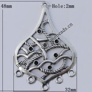 Connector Zinc Alloy Jewelry Findings Lead-free, 48x32mm Hole:2mm, Sold by Bag