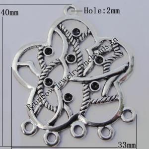 Connector Zinc Alloy Jewelry Findings Lead-free, 40x33mm Hole:2mm, Sold by Bag