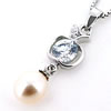Sterling Silver Pendant/Charm with Pearl, 27x8mm, Sold by PC