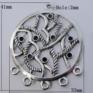 Connector Zinc Alloy Jewelry Findings Lead-free, 41x33mm Hole:2mm, Sold by Bag