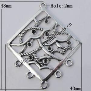 Connector Zinc Alloy Jewelry Findings Lead-free, 48x40mm Hole:2mm, Sold by Bag