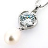 Sterling Silver Pendant/Charm with Pearl, 30x10.5mm, Sold by PC