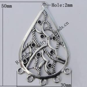 Connector Zinc Alloy Jewelry Findings Lead-free, 50x30mm Hole:2mm, Sold by Bag