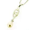 Sterling Silver Pendant/Charm with Pearl, 33x16mm, Sold by PC