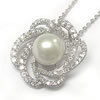 Sterling Silver Pendant/Charm with Pearl, 20x18mm, Sold by PC