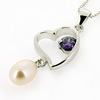 Sterling Silver Pendant/Charm with Pearl, 33x12.8mm, Sold by PC