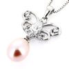 Sterling Silver Pendant/Charm with Pearl, 30x17mm, Sold by PC