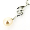 Sterling Silver Pendant/Charm with Pearl, 28x7mm, Sold by PC