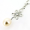Sterling Silver Pendant/Charm with Pearl, 36x11mm, Sold by PC
