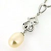 Sterling Silver Pendant/Charm with Pearl, 29x8mm, Sold by PC