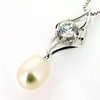 Sterling Silver Pendant/Charm with Pearl, 31x9.5mm, Sold by PC