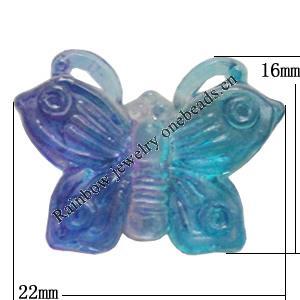Dichroic Plastic Beads, Butterfly 22x16mm Hole:2mm, Sold by Bag